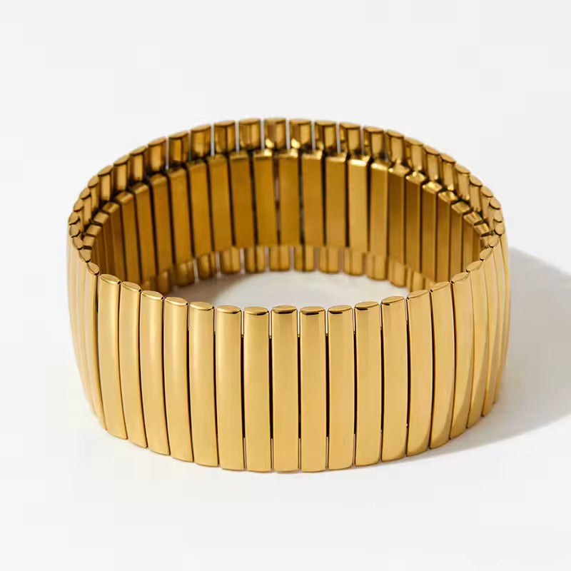 18K Gold Wide Stretch Bracelet