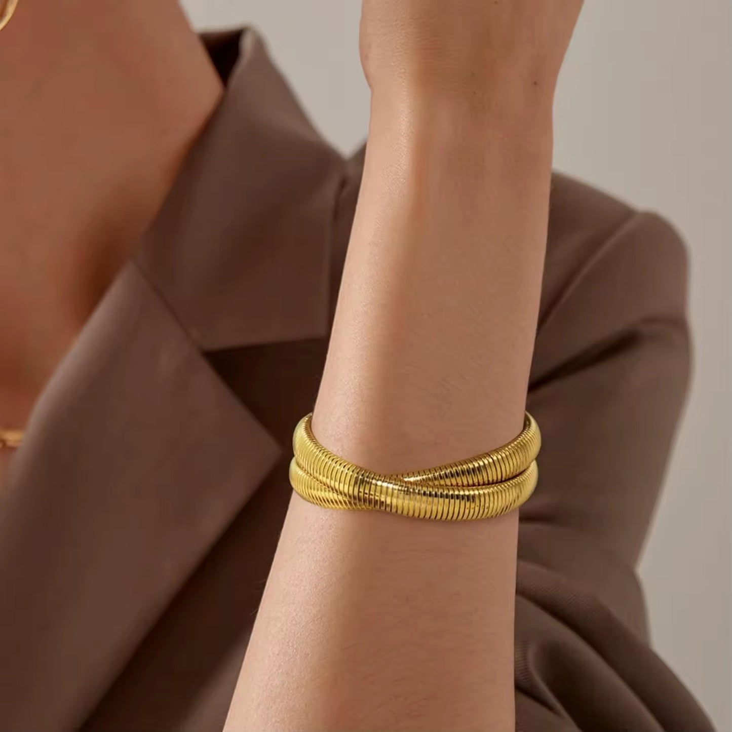 Stretch Cuff Bracelet in Gold Vermeil