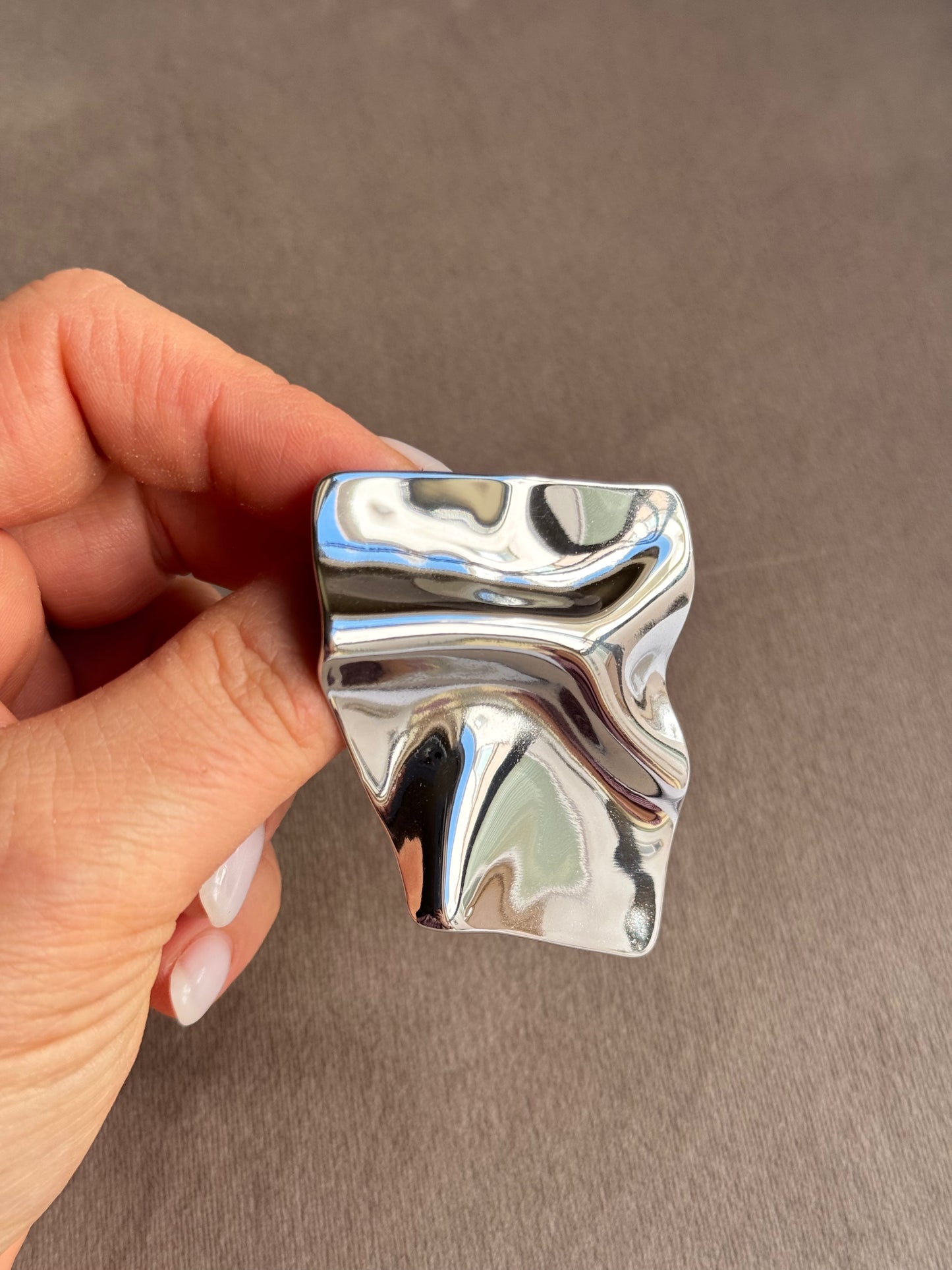 Sculptural Abstract Metal Brooch