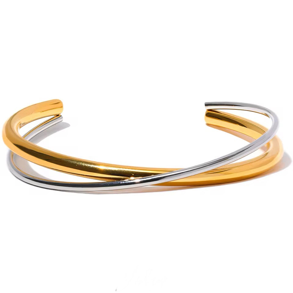 Intertwined Mixed Metals Cuff Bracelet