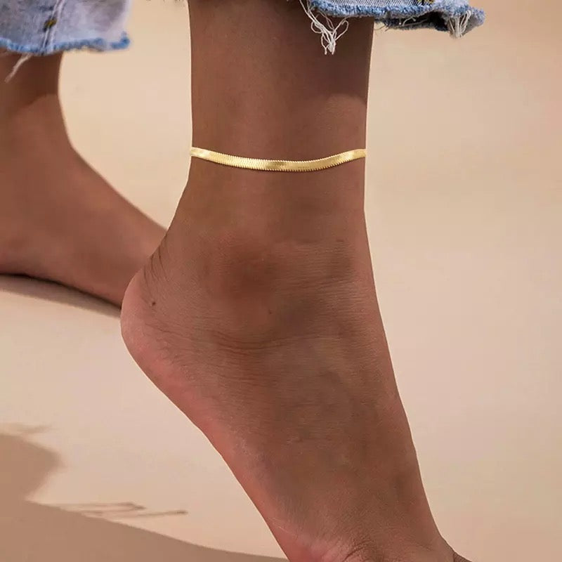 Snake Chain Anklet in Gold Vermeil