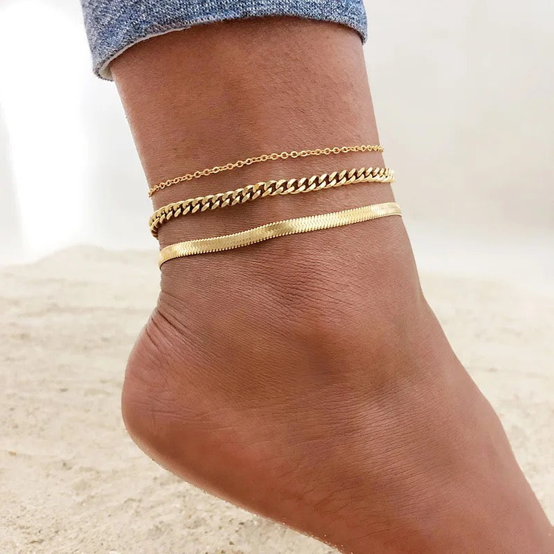Snake Chain Anklet in Gold Vermeil