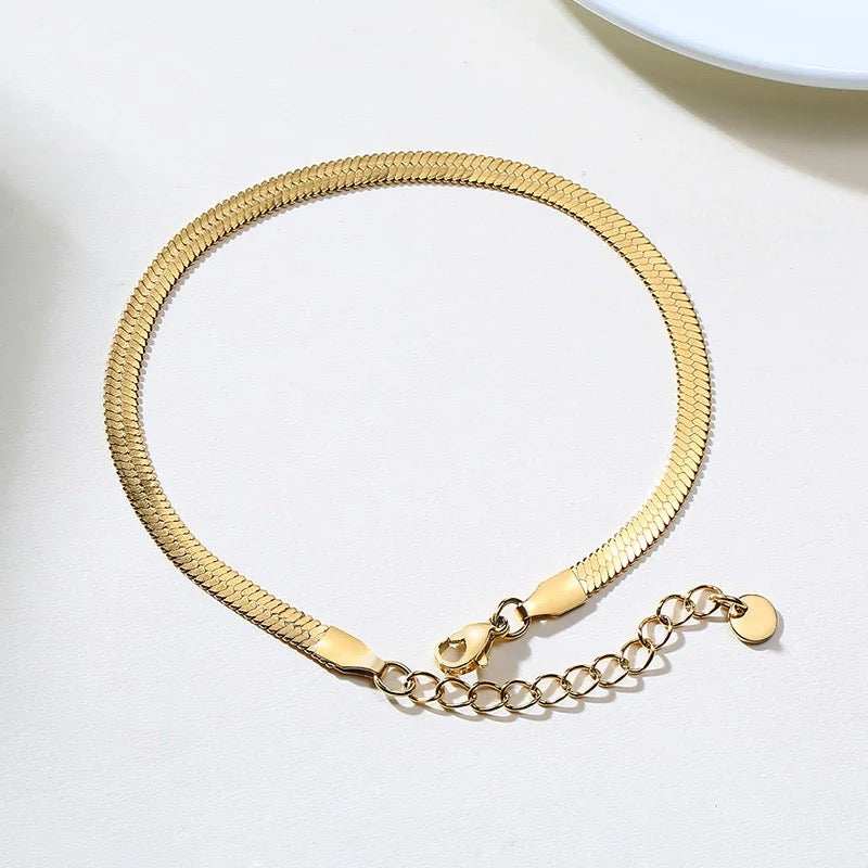 Snake Chain Anklet in Gold Vermeil