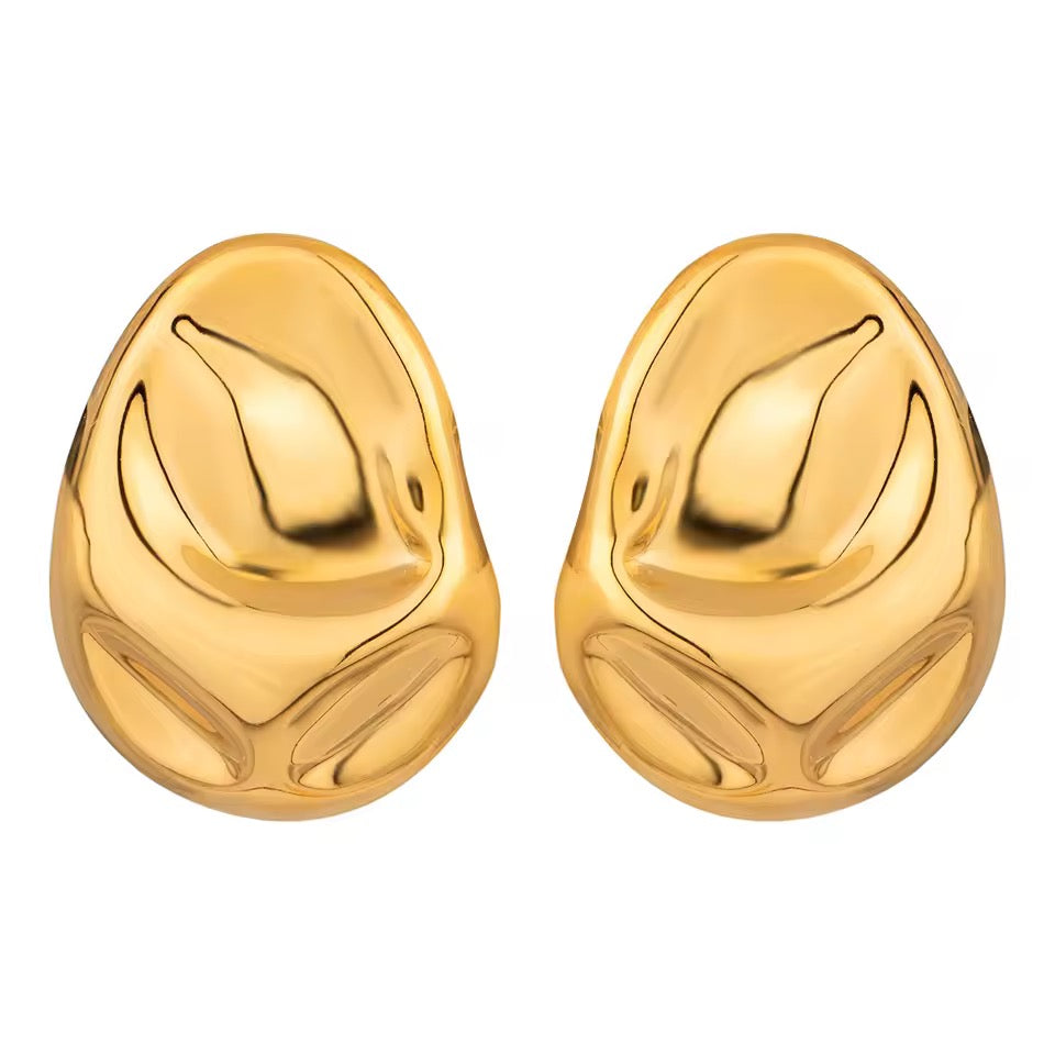 Hammered Statement Oversized Earrings in 18K Gold
