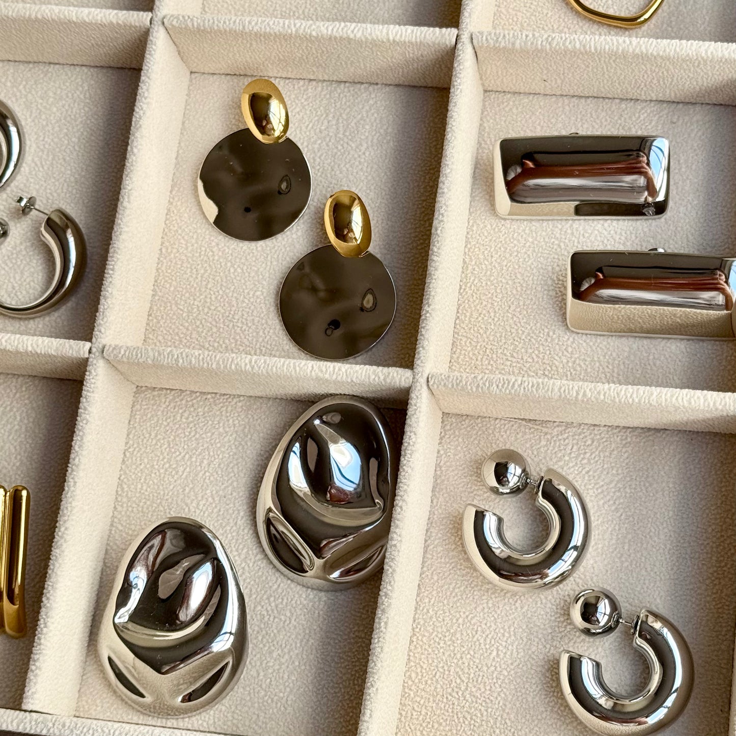 Hammered Statement Oversized Earrings in 18K Gold