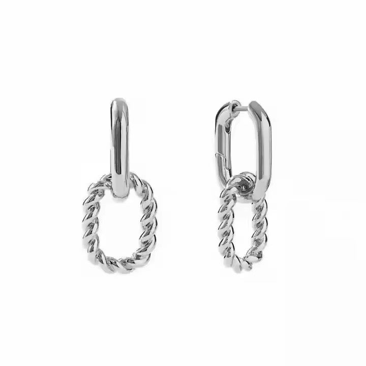 Multi-Wear Double Hoop Huggie Earrings In Sterling Silver