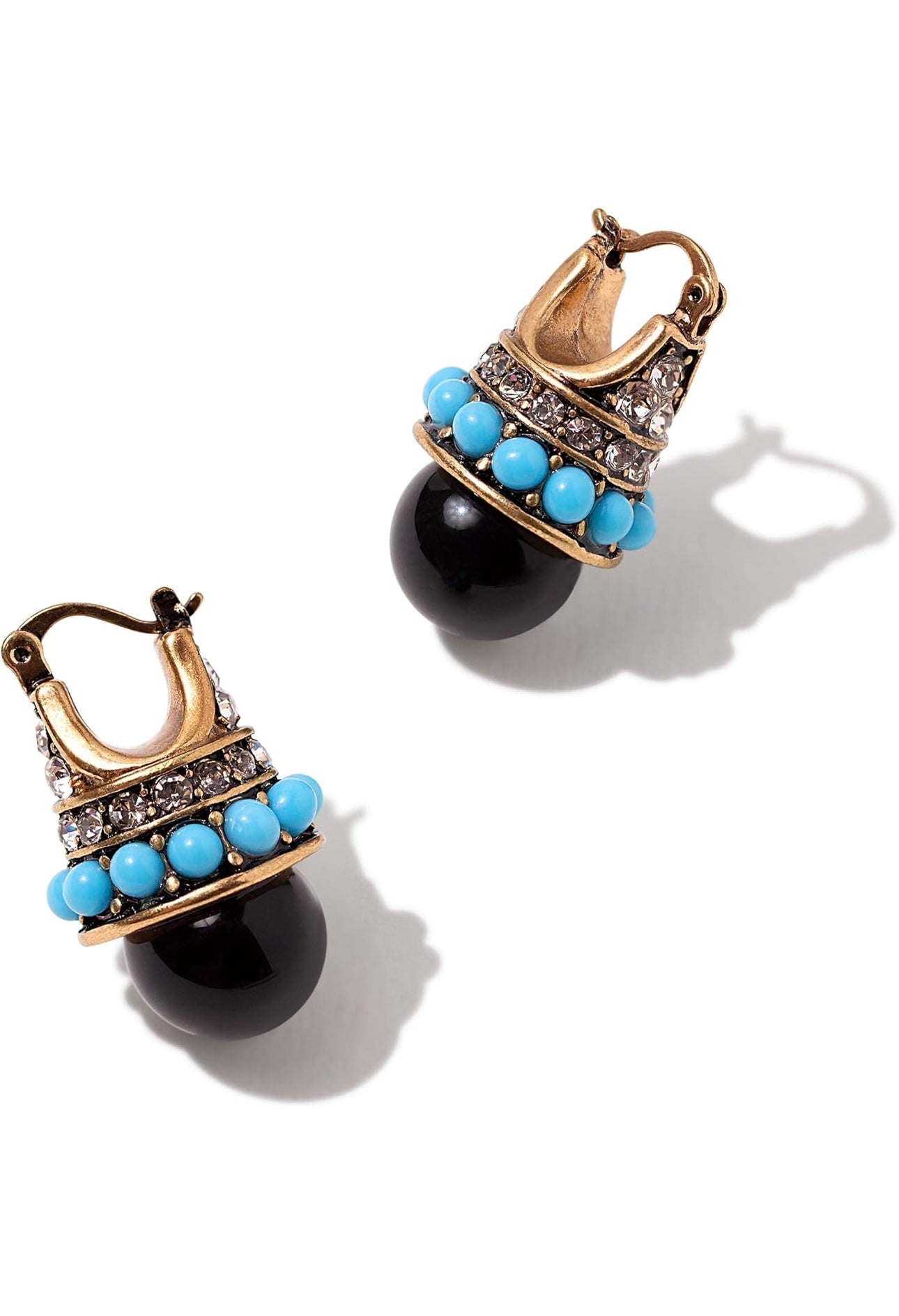Turquoise and Black Bead Drop Earrings