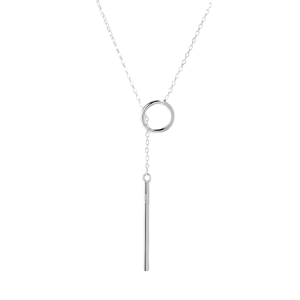 Circle and Bar Y-Necklace in 925 Sterling Silver