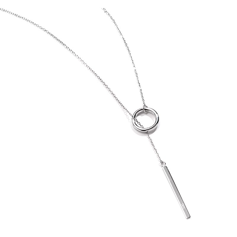 Circle and Bar Y-Necklace in 925 Sterling Silver