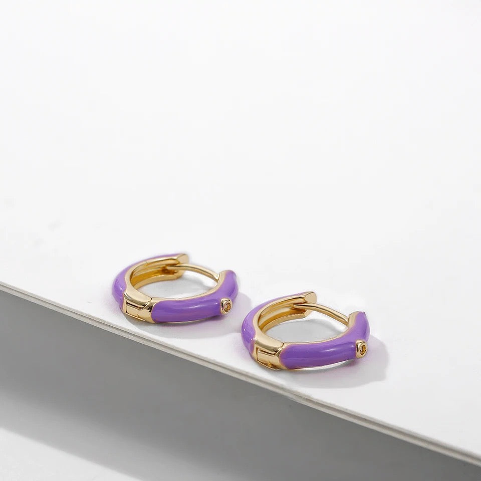 Enamel Huggie Hoop Earrings