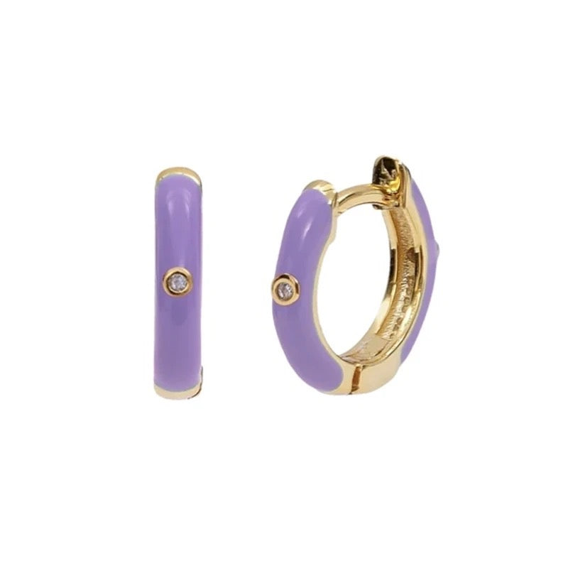 Enamel Huggie Hoop Earrings