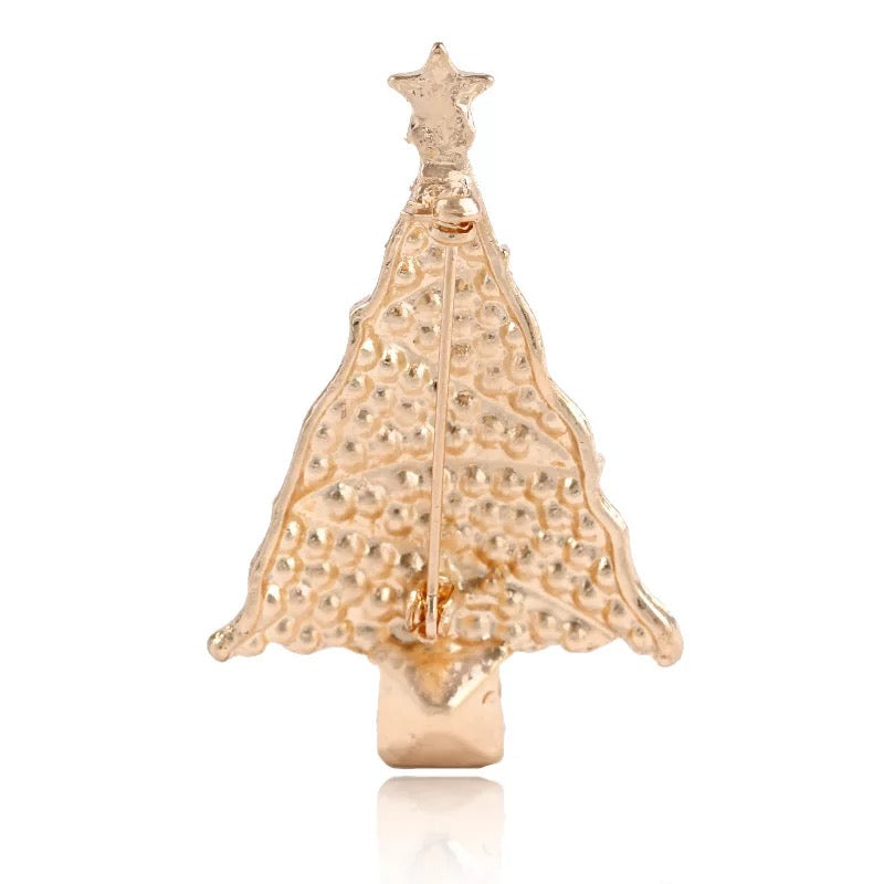 Christmas Tree Brooch CZ Crystal Accents