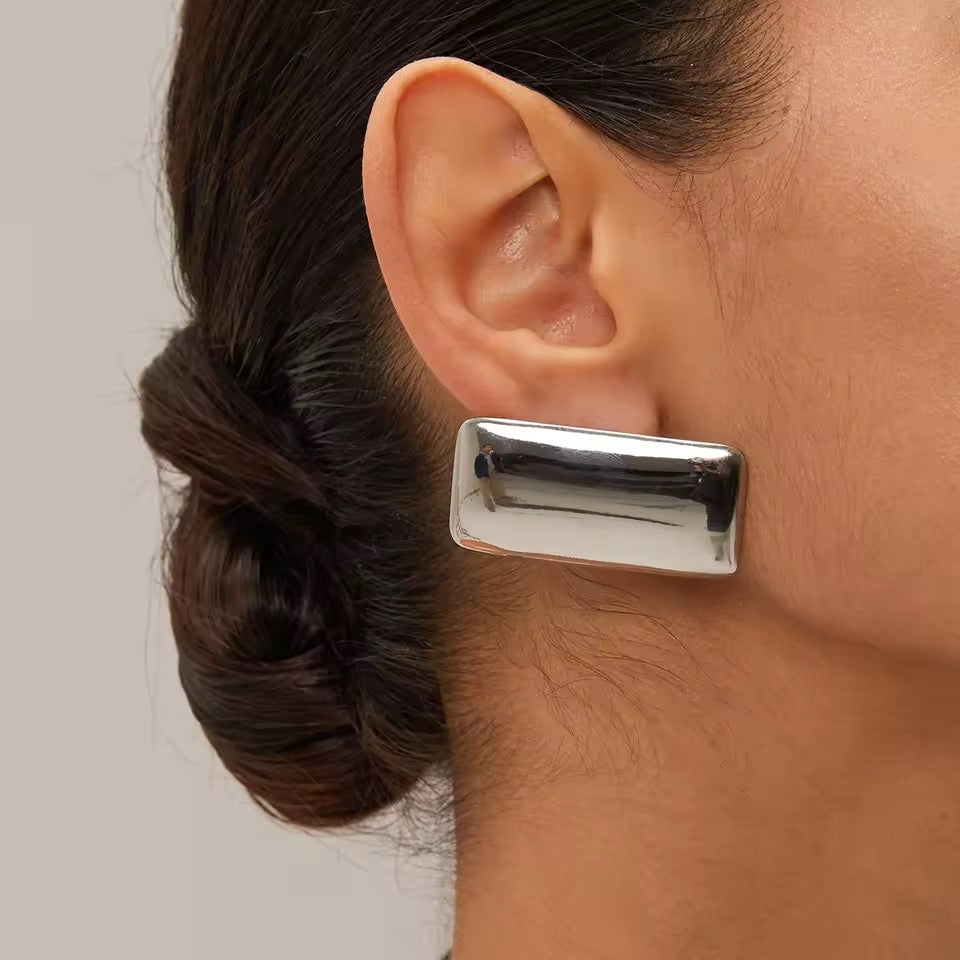 Bold Rectangualr Stud Earrings