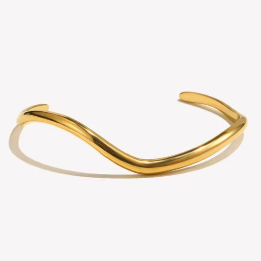 Wave Open Cuff Bracelet in Silver Gold Vermeil