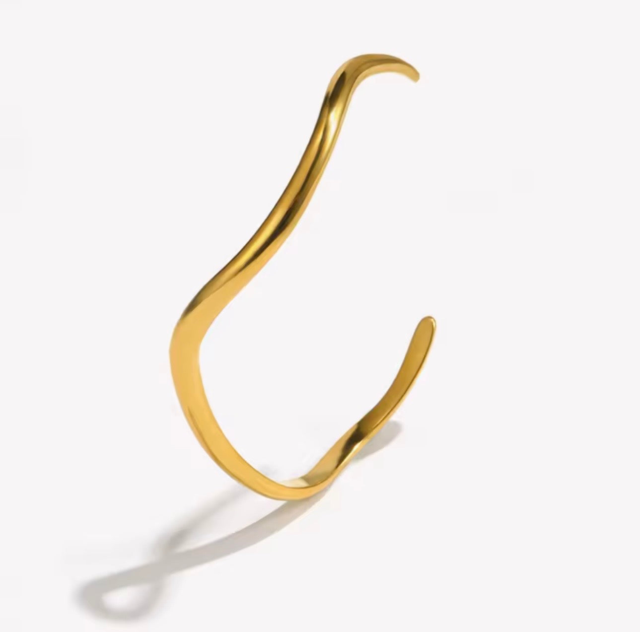 Wave Open Cuff Bracelet in Silver Gold Vermeil