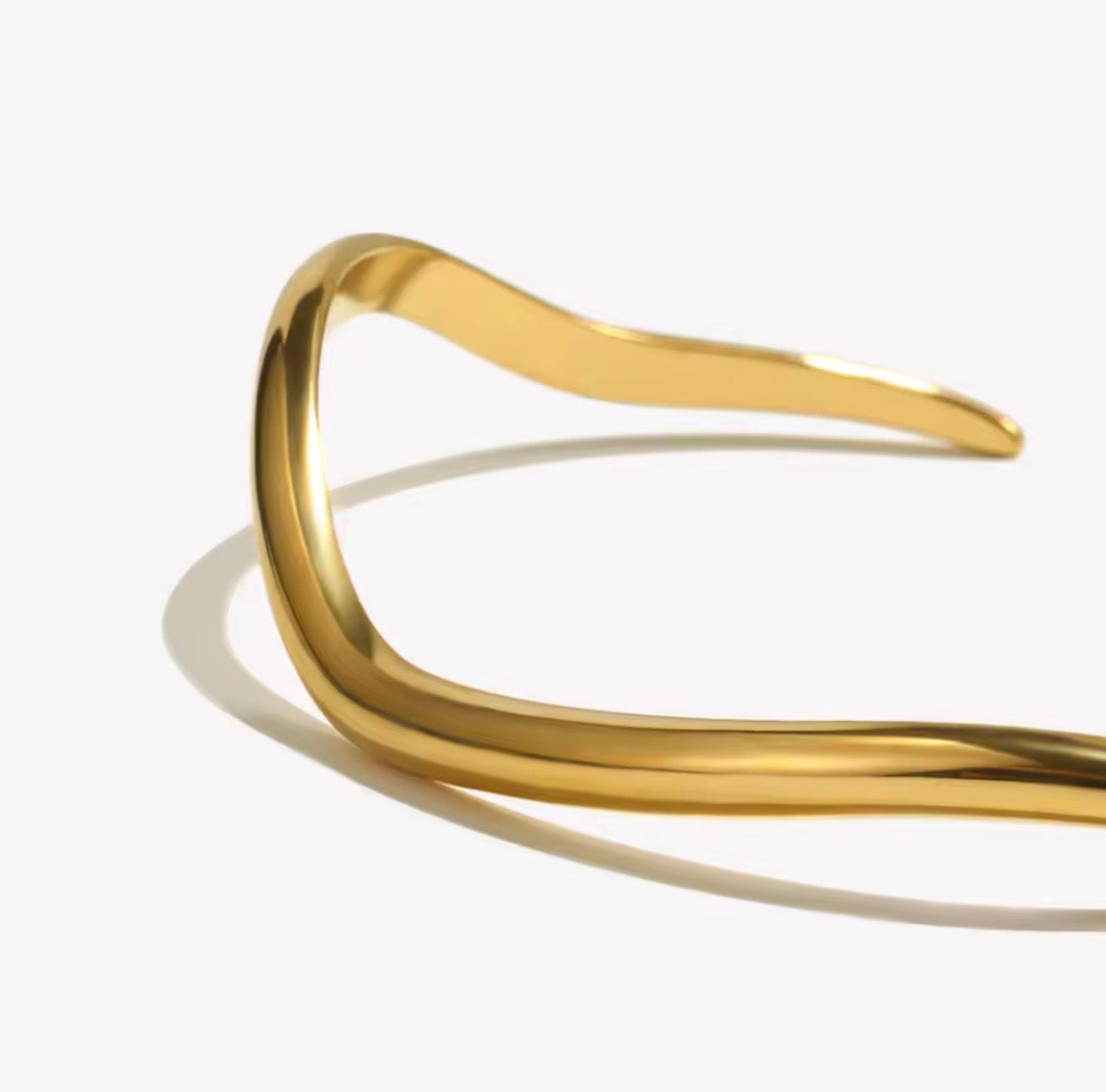Wave Open Cuff Bracelet in Silver Gold Vermeil