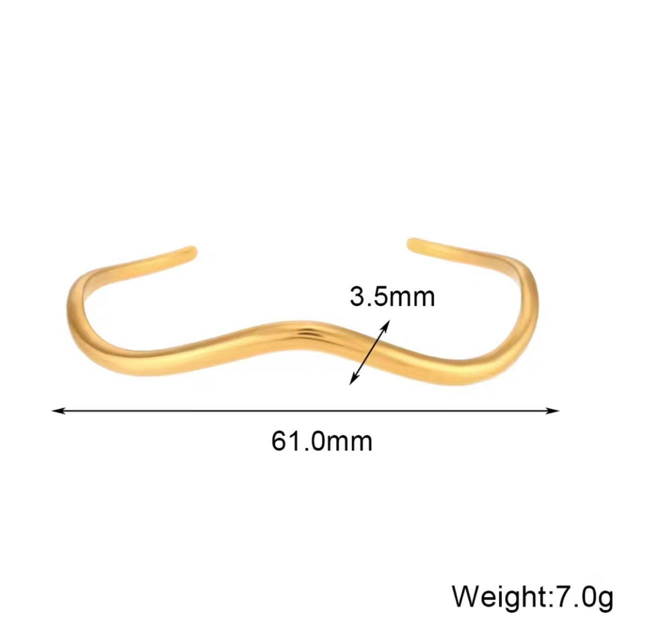 Wave Open Cuff Bracelet in Silver Gold Vermeil