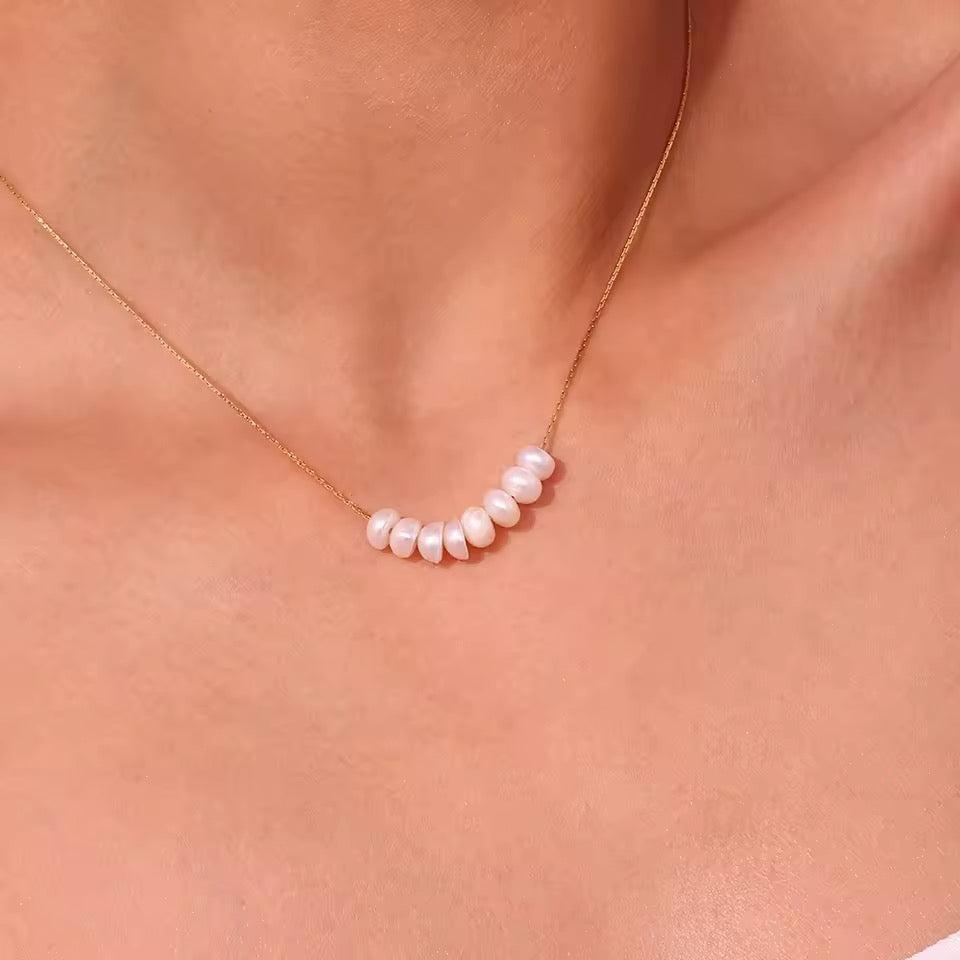 Freshwater Pearl Bar Necklace in 18K Gold Vermeil