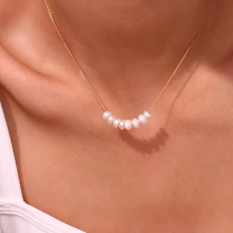 Freshwater Pearl Bar Necklace in 18K Gold Vermeil