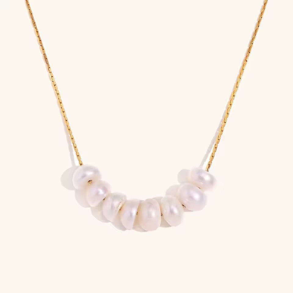 Freshwater Pearl Bar Necklace in 18K Gold Vermeil