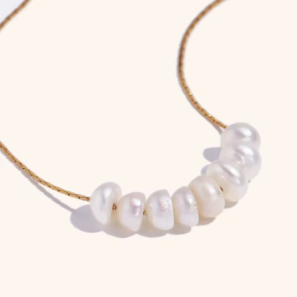 Freshwater Pearl Bar Necklace in 18K Gold Vermeil