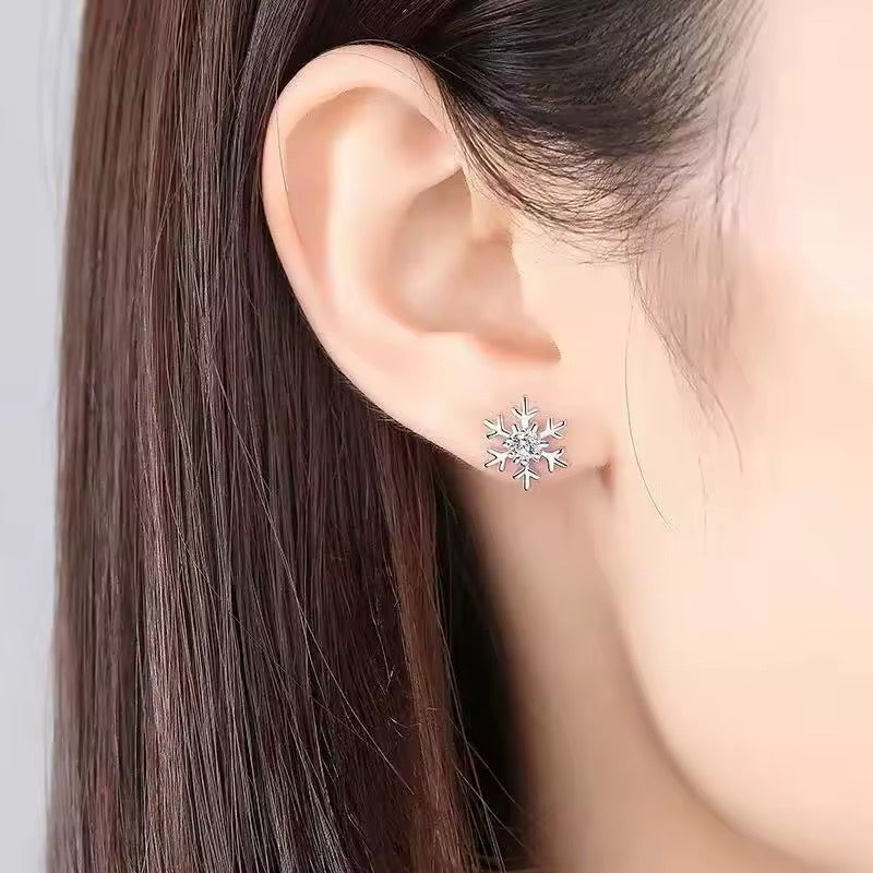 Snowflake Cubic Zirconia Stud Earrings
