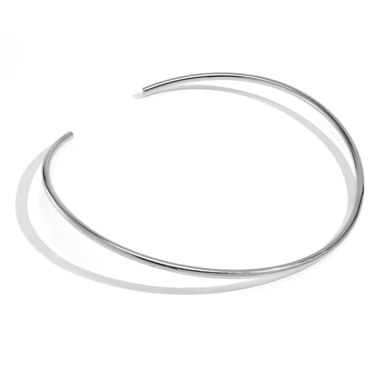 Solid Flat Choker Collar in Silver