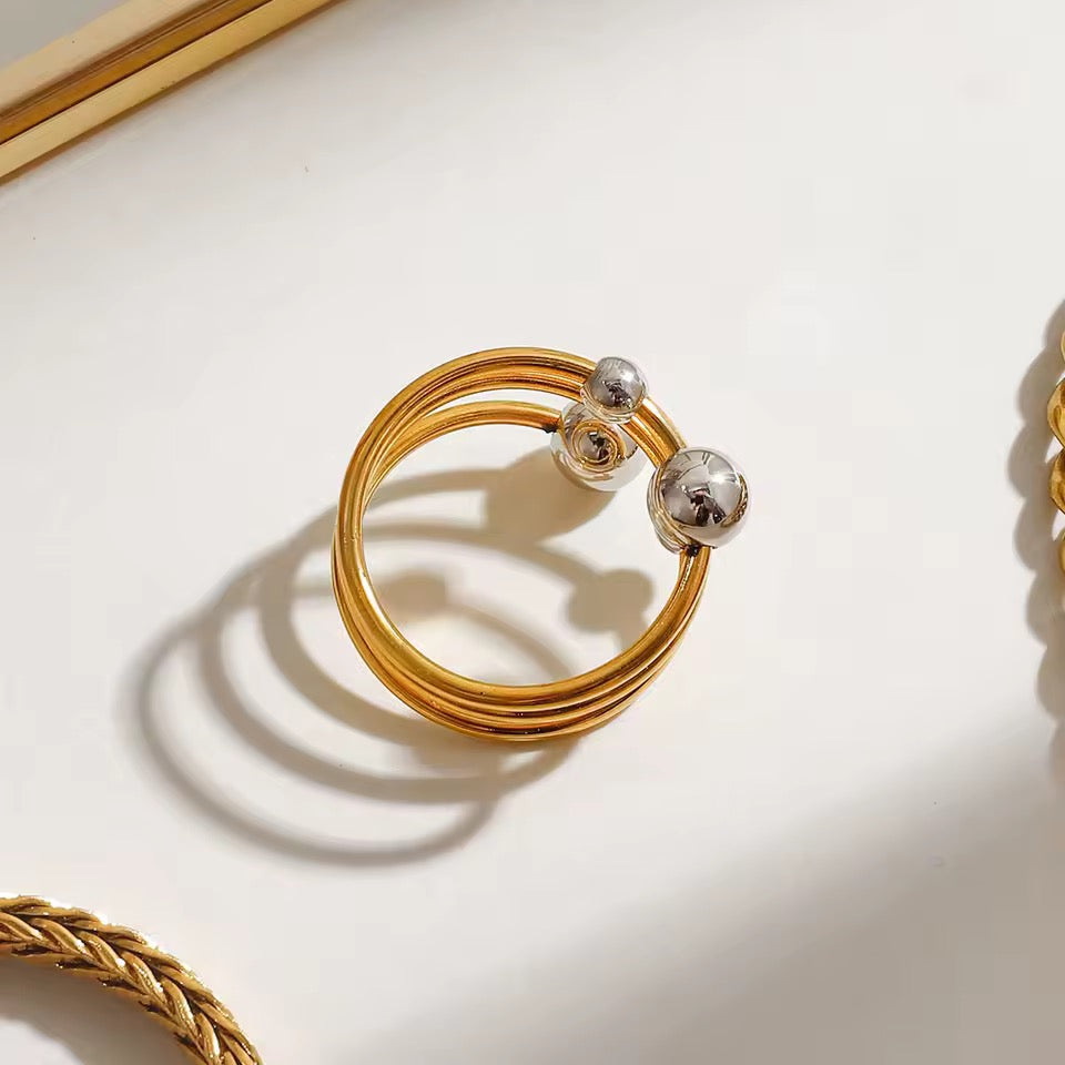 Spiral Ball Statement Ring in Gold Vermeil