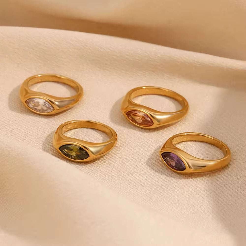Green Peridot Ring in Gold Vermeil