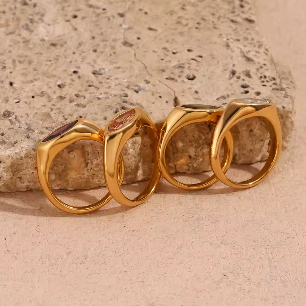 Green Peridot Ring in Gold Vermeil