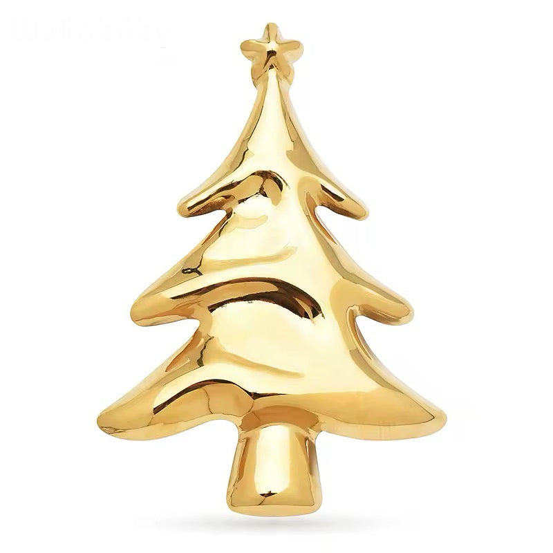 Metallic Christmas Tree Brooch