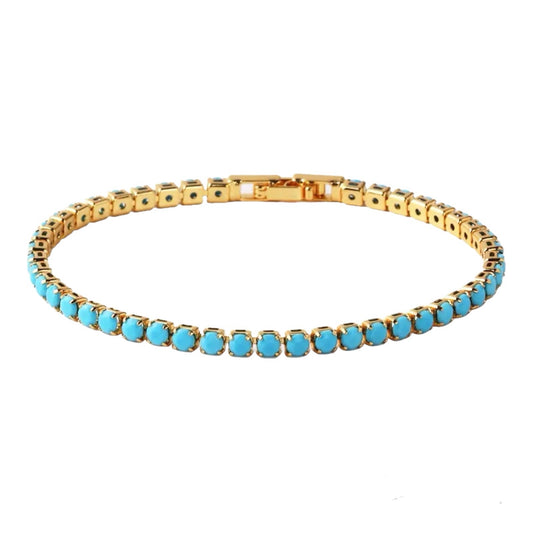 Turquoise Tennis Bracelet in 18 Gold