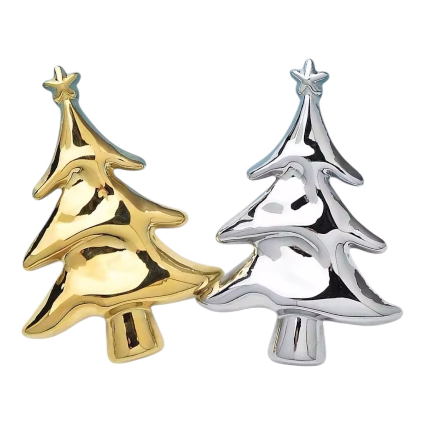 Metallic Christmas Tree Brooch