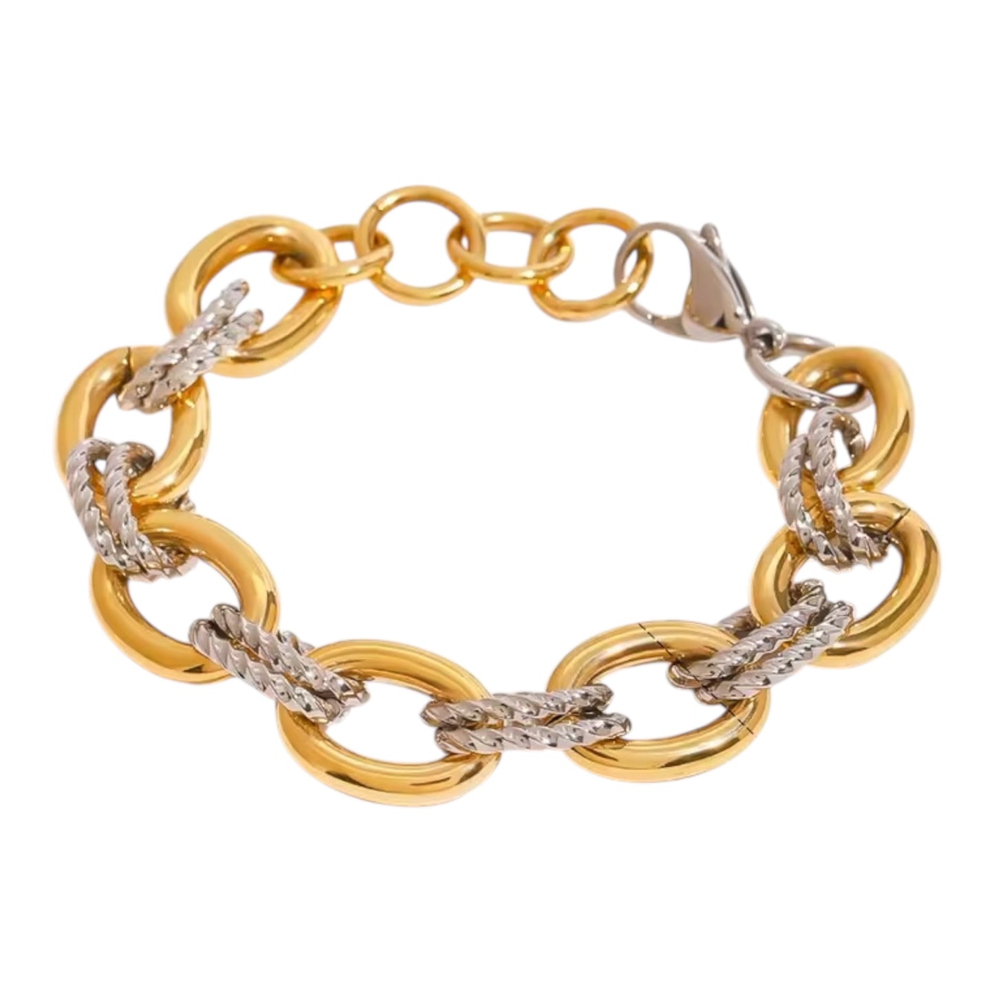 Chunky Link Chain Bracelet in Gold Silver Combination