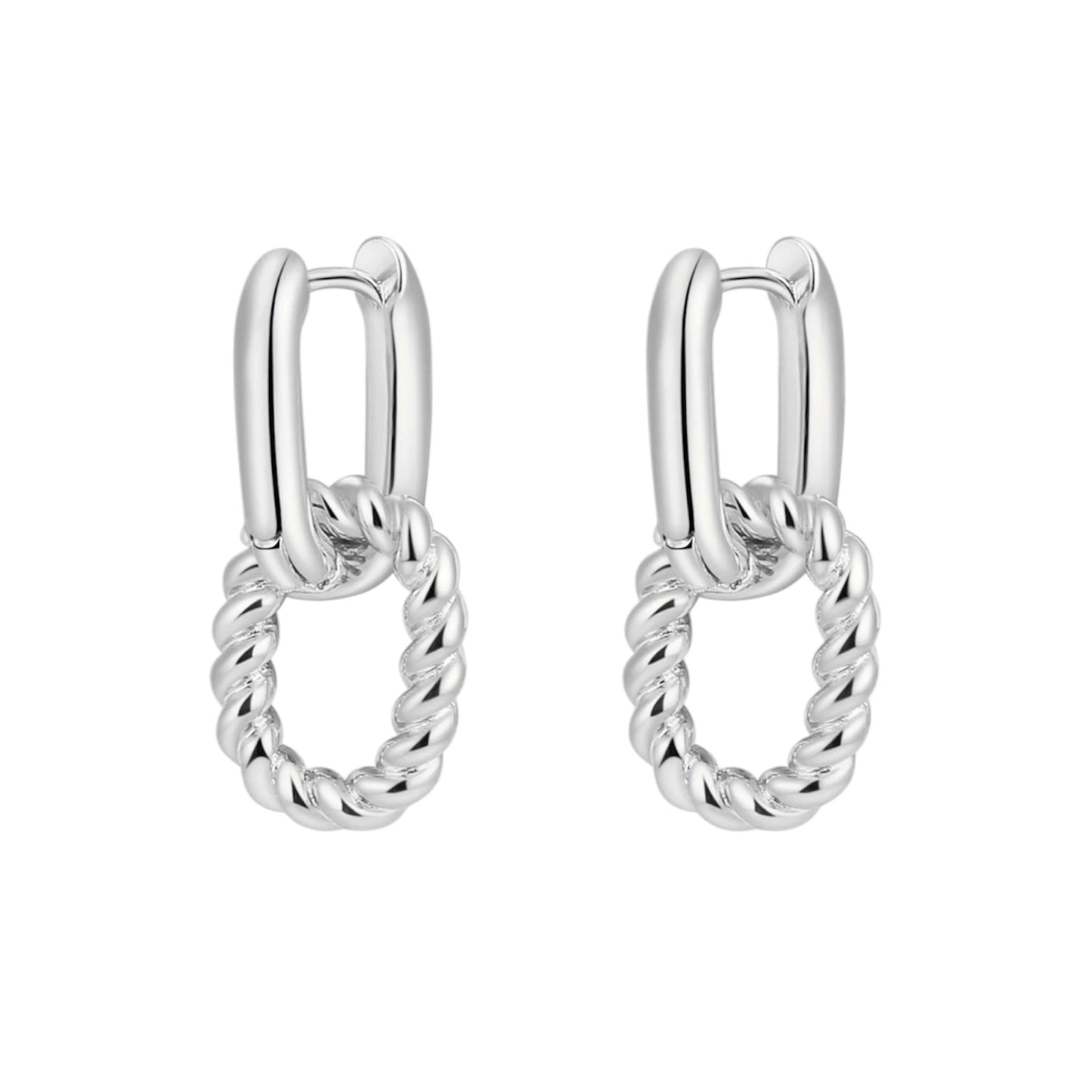 Multi-Wear Double Hoop Huggie Earrings In Sterling Silver