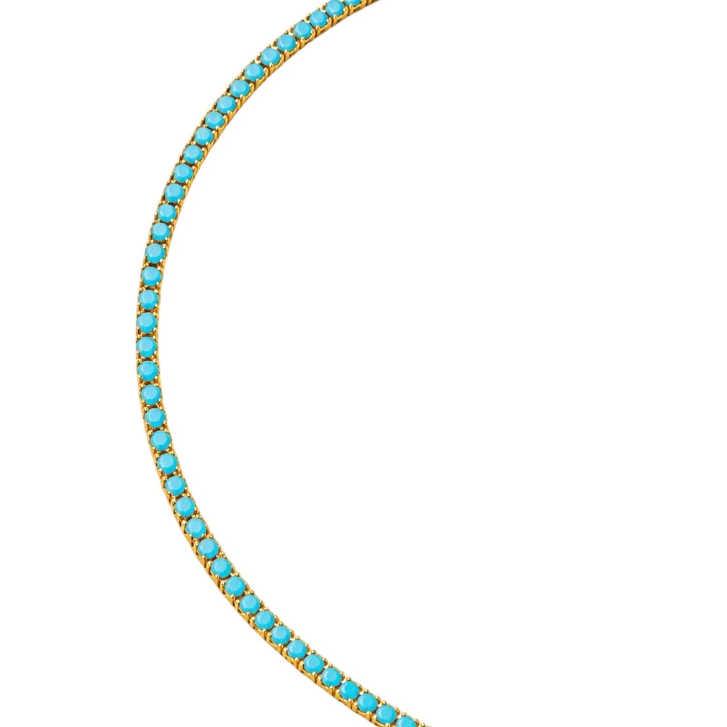 Turquoise Tennis Choker Necklace in 18 Gold Plating