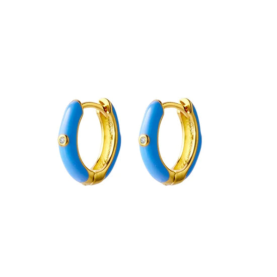 Enamel Huggie Hoop Earrings