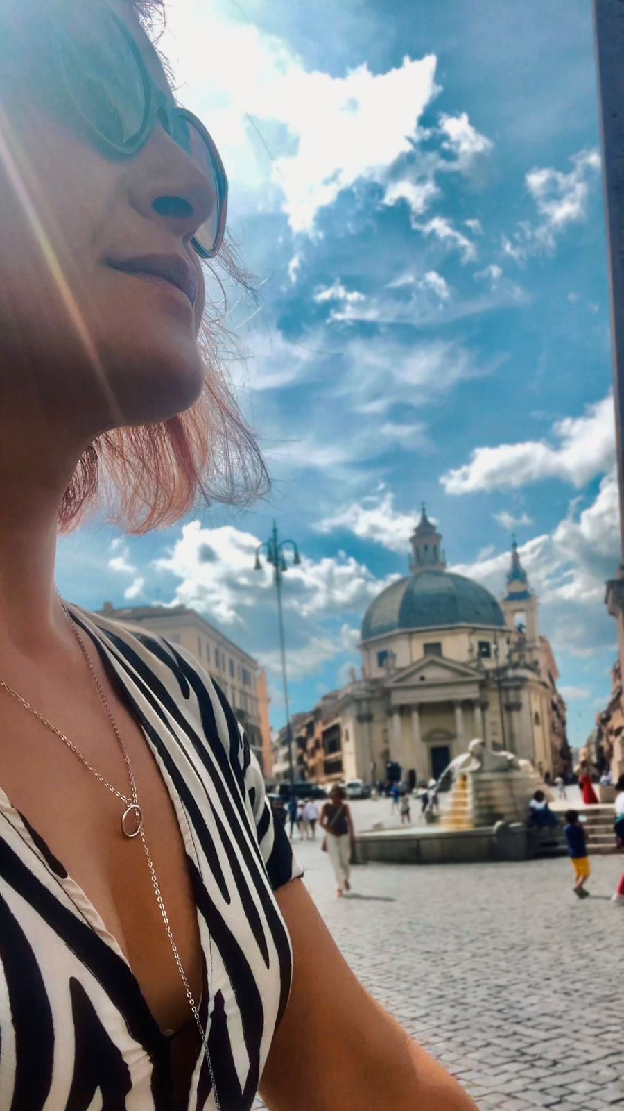 Circle and Bar Y-Necklace in 925 Sterling Silver