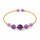 Amethyst Beaded Gold Open Wire Bracelet