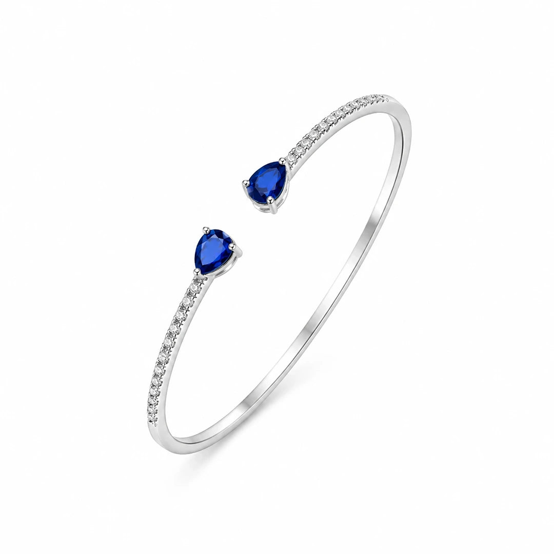 Zard Jewelry Blue Cubic Zirconia Open Cuff Bracelet