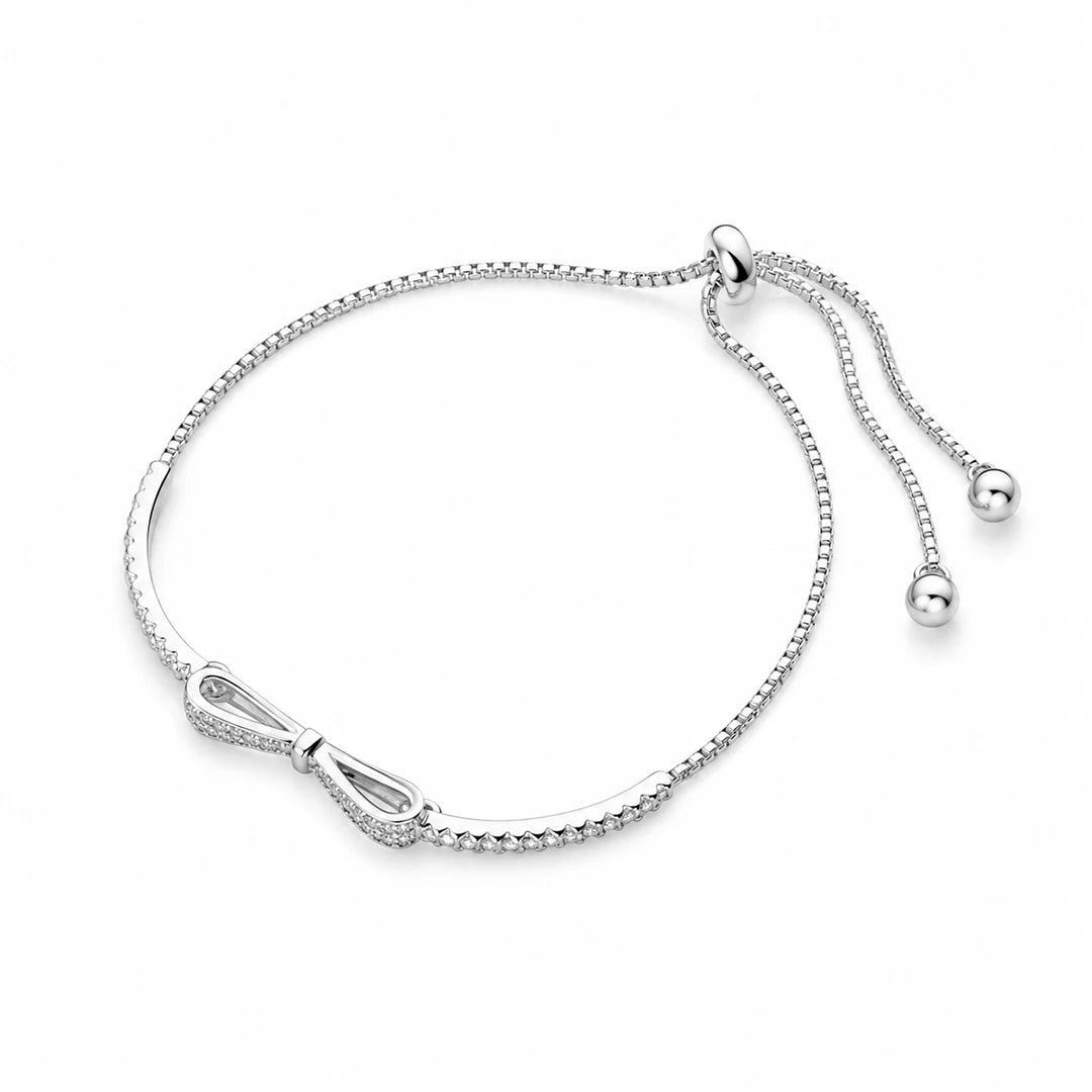 Bow Bolo Bracelet in CZ Accent, alternate angle
