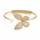 Butterfly Pearl Open Cuff Bracelet, alternate angle