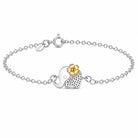 Zard Jewelry Elephant with Flower Link Chain Bracelet Sterling Silver