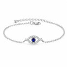 Zard Jewelry Evil Eye Bracelet in Blue CZ Accent Silver and Rose Gold, silver