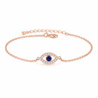 Evil Eye Bracelet in Blue CZ Accent Silver and Rose Gold, rose gold