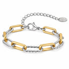 Zard Jewelry Gold and Silver Twist Link Paper Clip Chain Bracelet