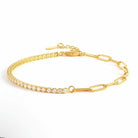 Half Paperclip Half Tennis Bracelet in CZ