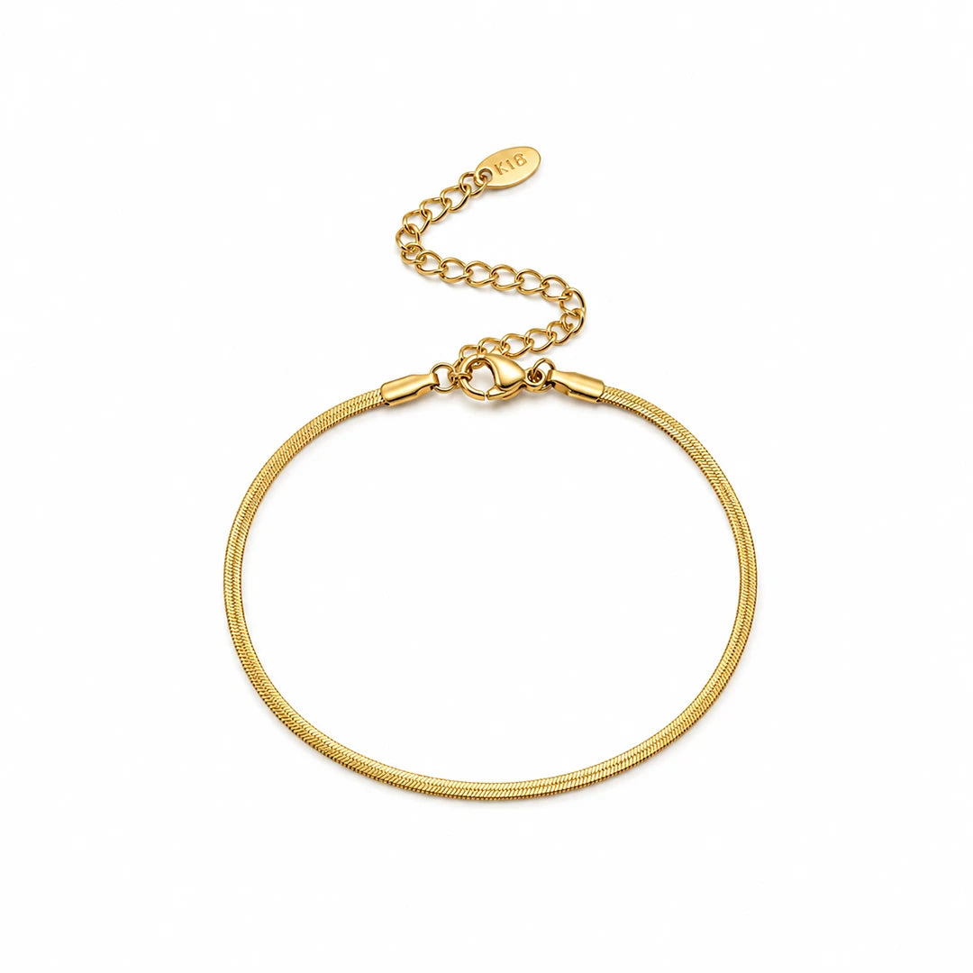Zard Jewelry Herringbone Chain Bracelet in Gold Vermil 2 mm