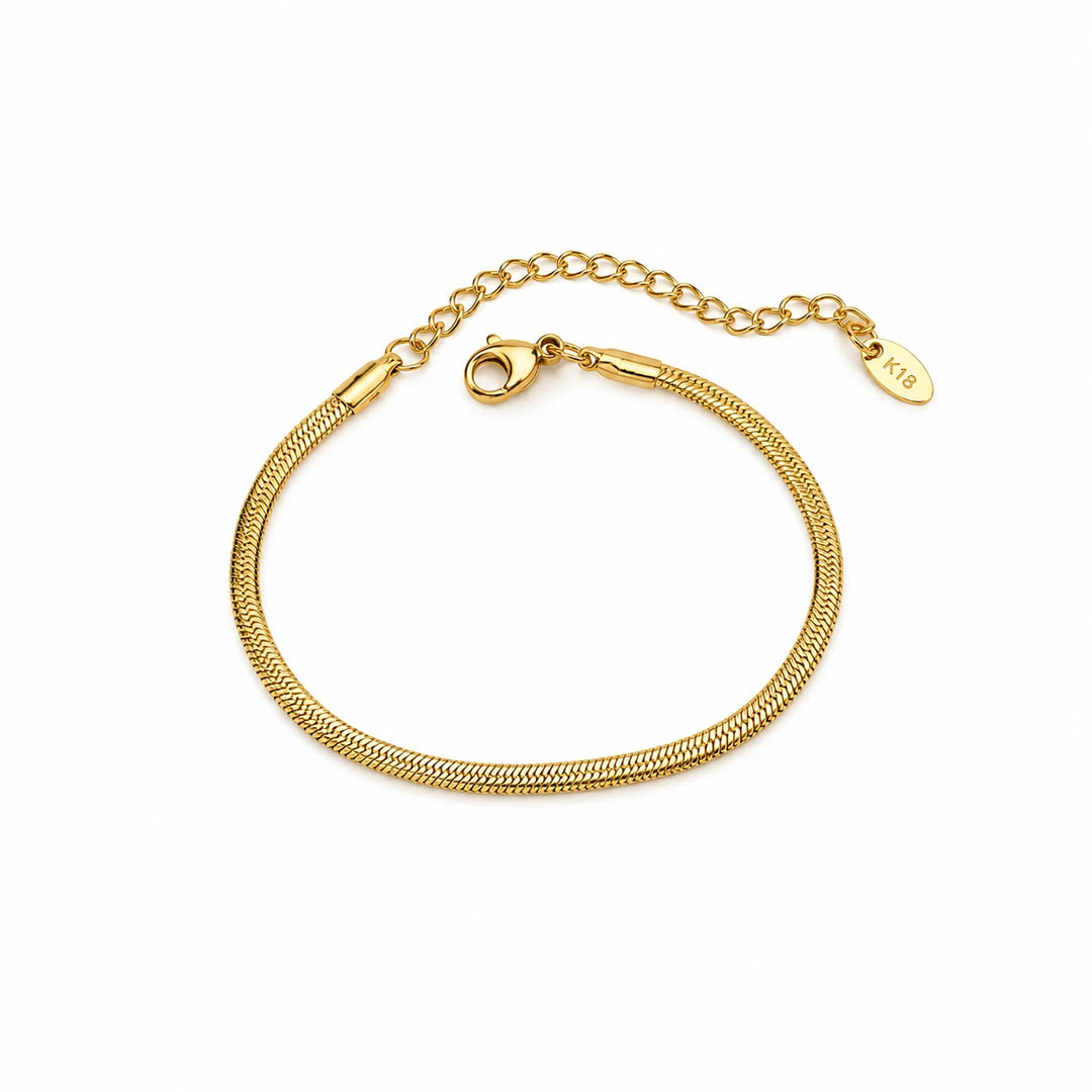 Herringbone Chain Bracelet in Gold Vermil 3 mm