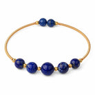 Lapis Lazuli Beaded Gold Open Wire Bracelet
